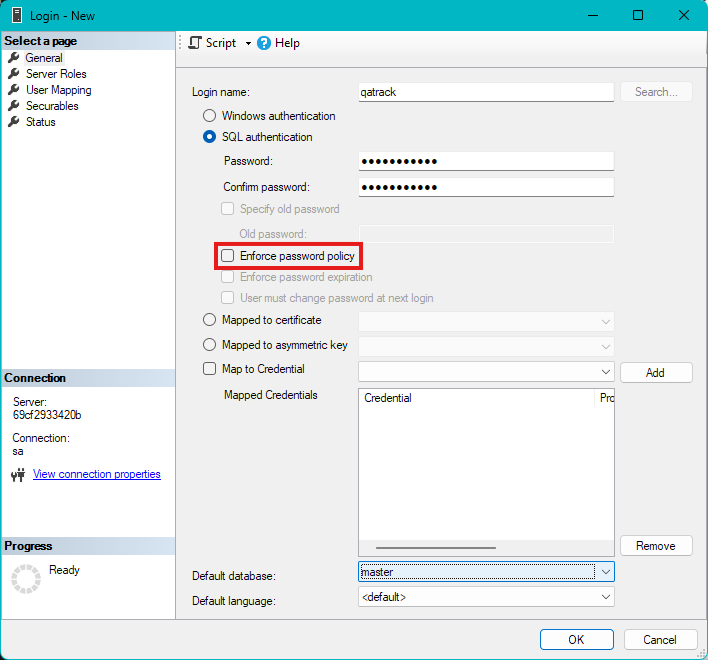New SQL User