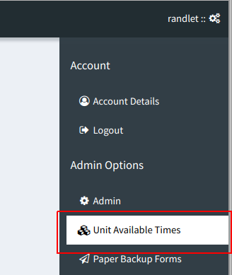 Unit available time menu