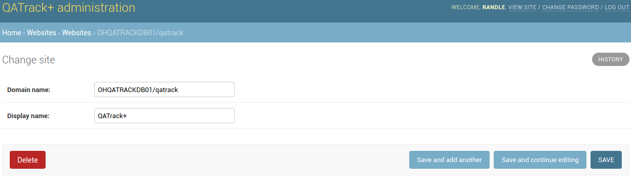 Changing the default Site from example.com