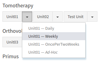 Select unit dropdown button