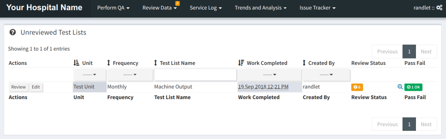 Unreviewed Test Lists