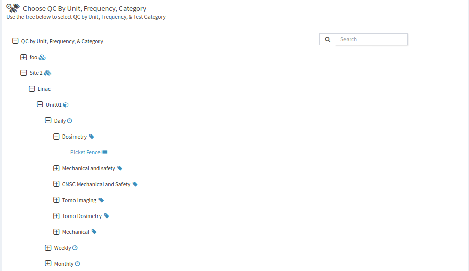 An example of a Unit, Frequency, Category tree view