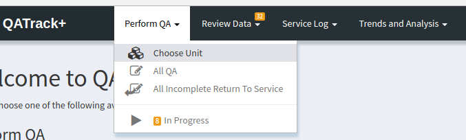 Choose Unit Menu Option