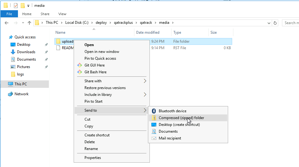 Create zip archive of uploads