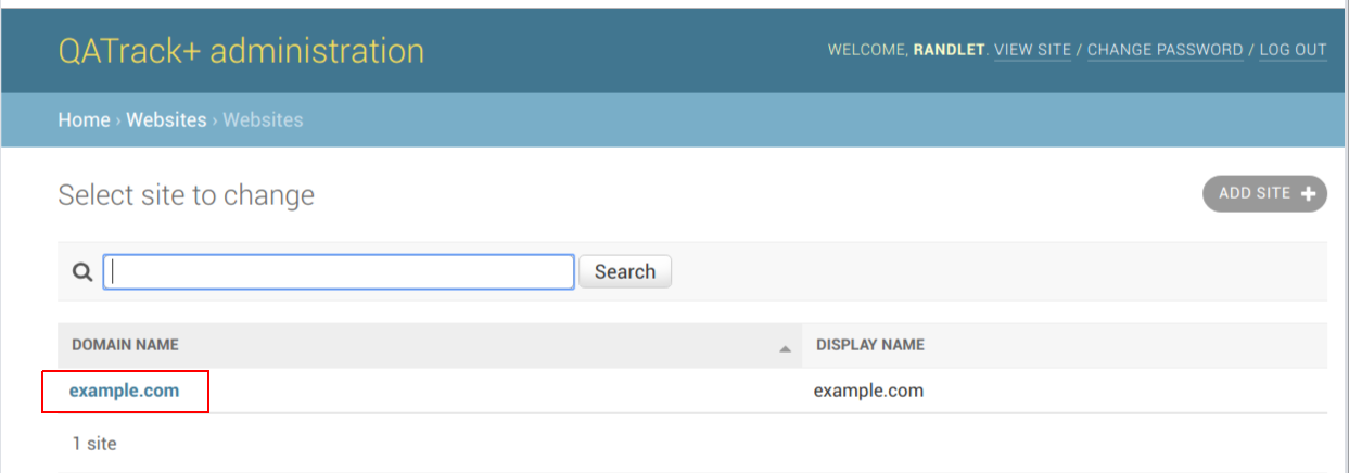The example.com site object