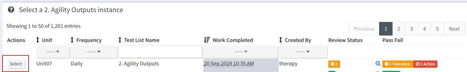 Selecting Initiated By Test List Instance