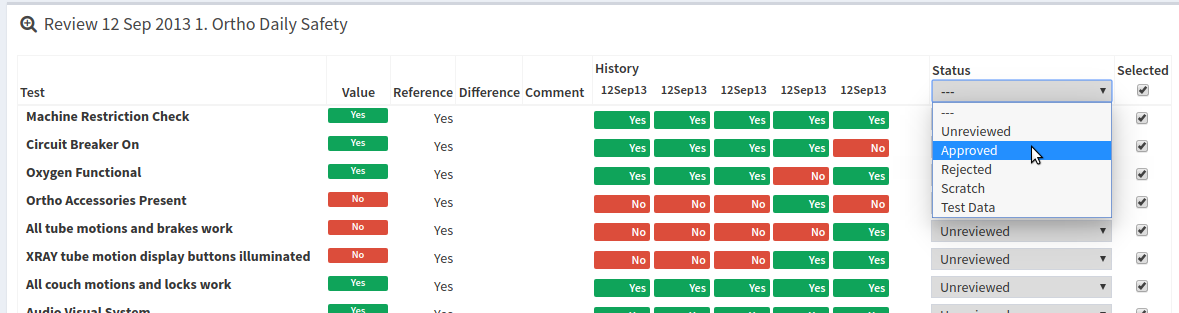 Updating test instance statuses