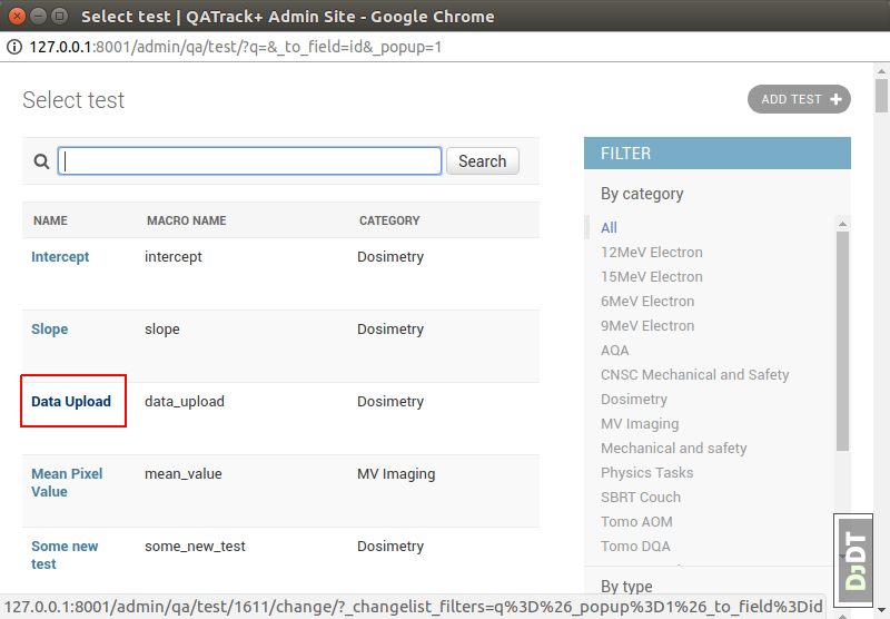 Select a Test for your Test List