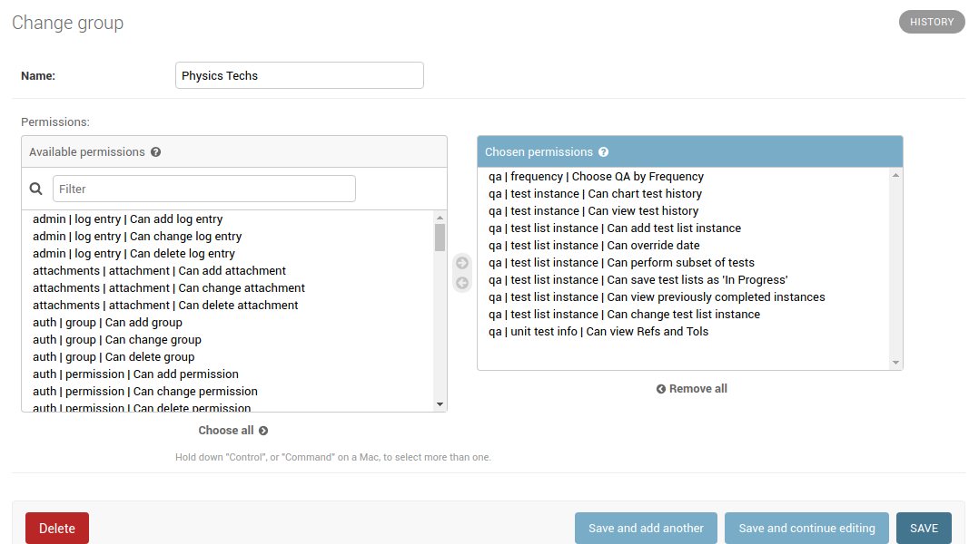 Physics Techs Permissions