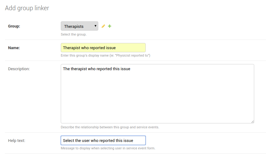 Therapist group linker configuration
