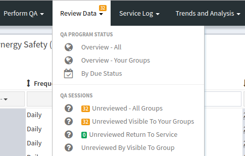 Unreviewed menu option