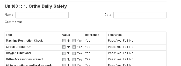 Sample backup form