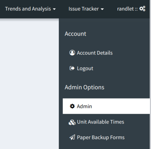 Accessing the QATrack+ admin section