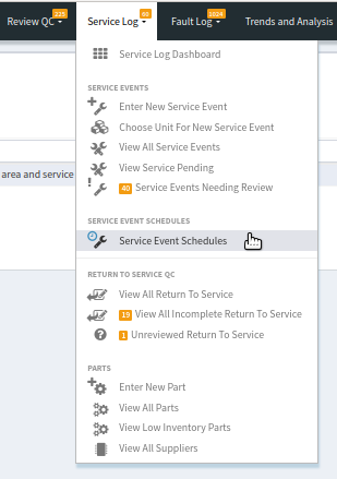 Navigating to the Scheduled Service Event Lists