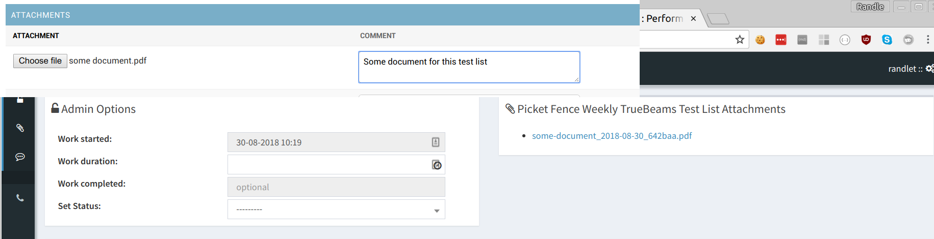 Adding attachments to Test Lists