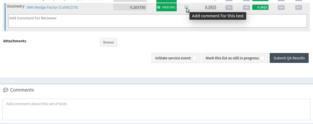 Adding comments to test lists