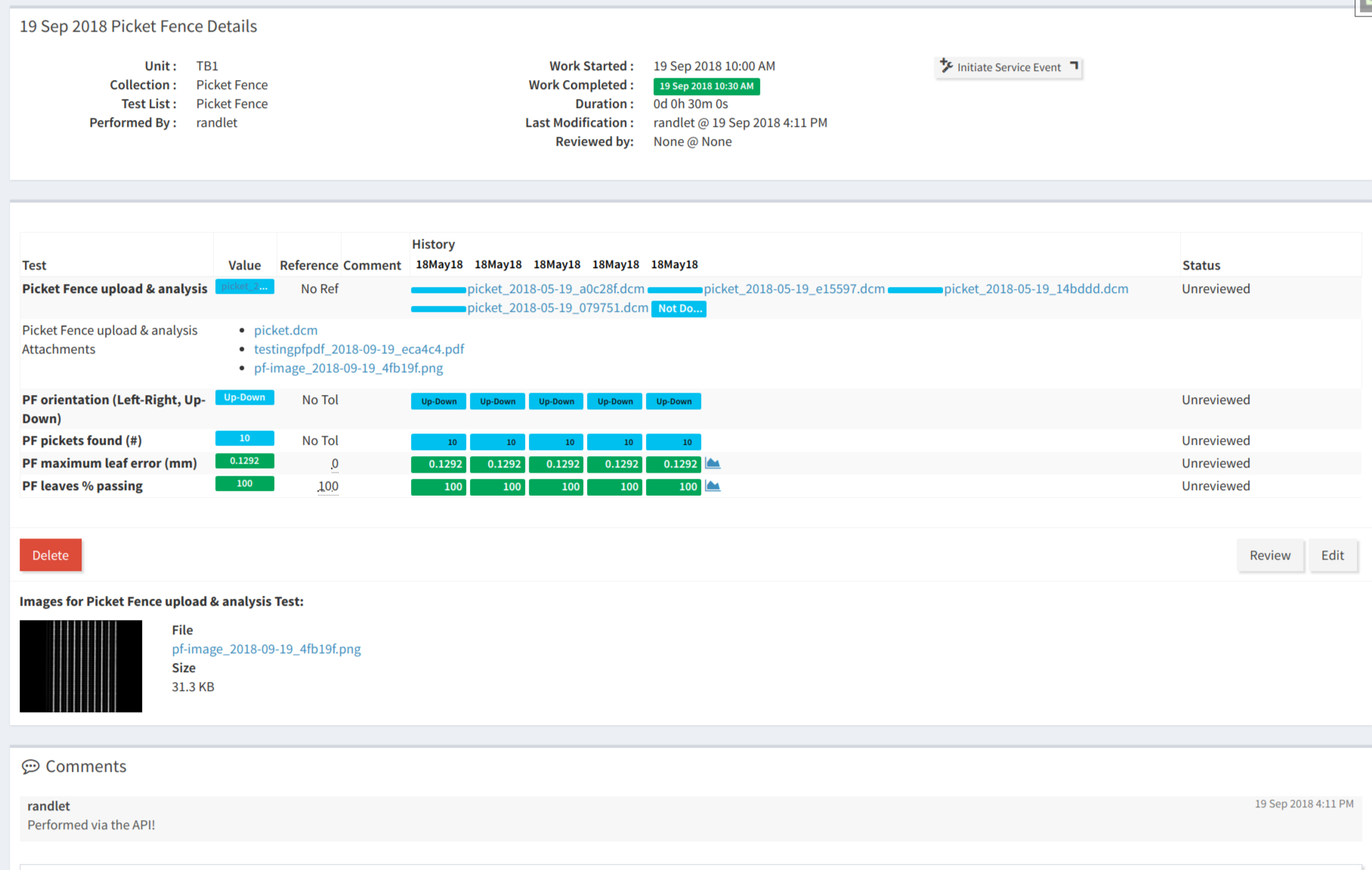 Viewing Test List Details after posting image via API