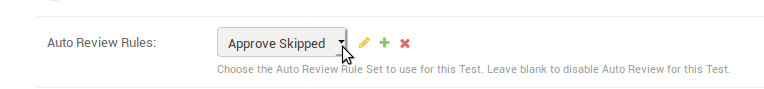Auto review rule set selection for a test