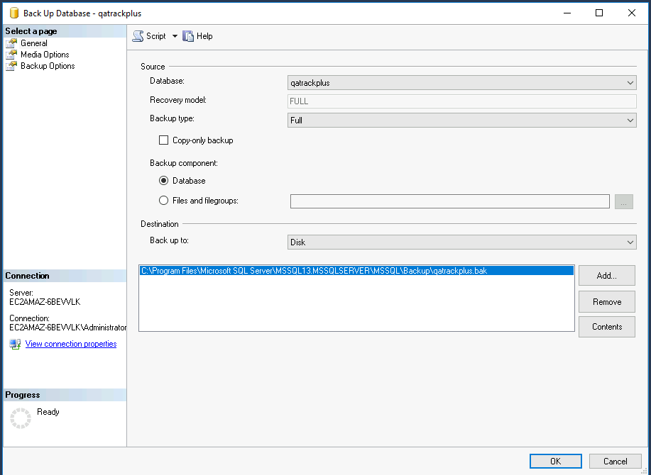 Backup Dialog