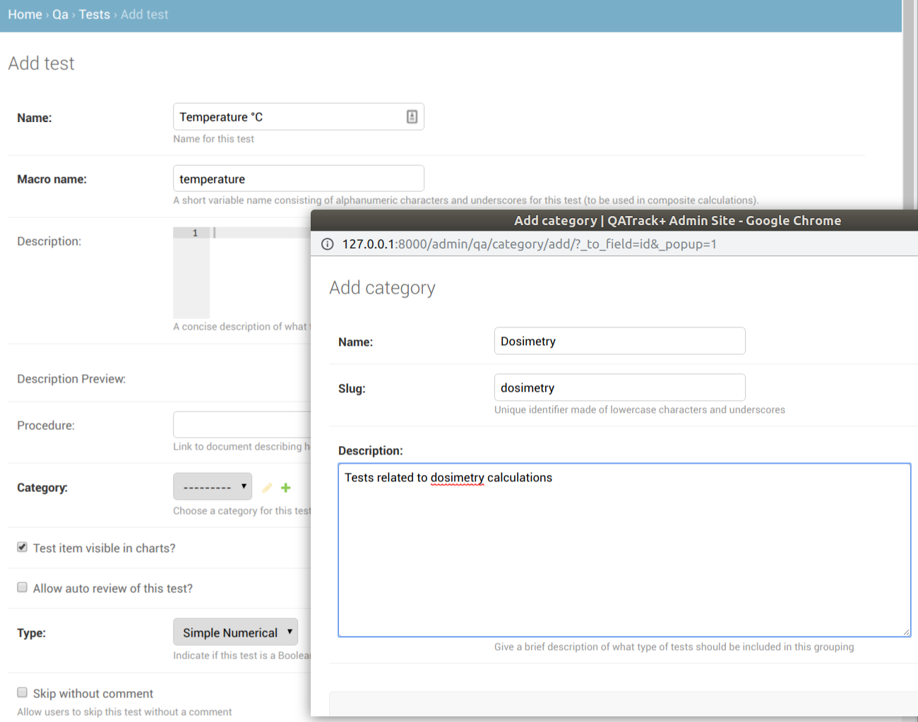 creating a dosimetry category