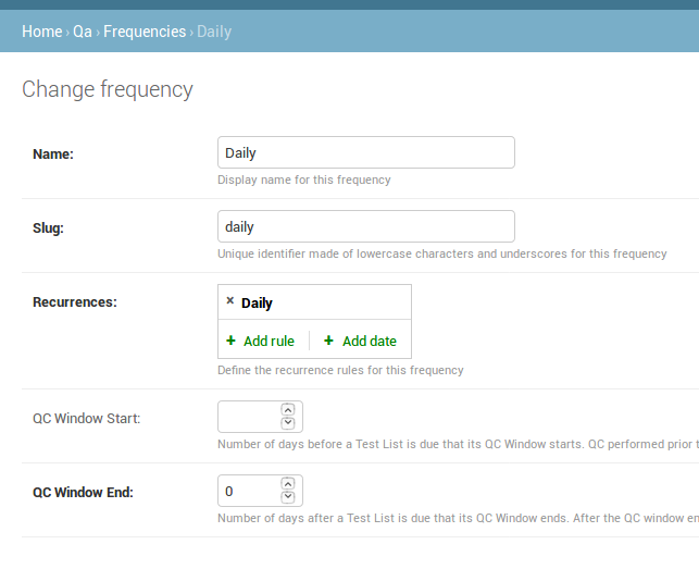 Daily frequency configuration
