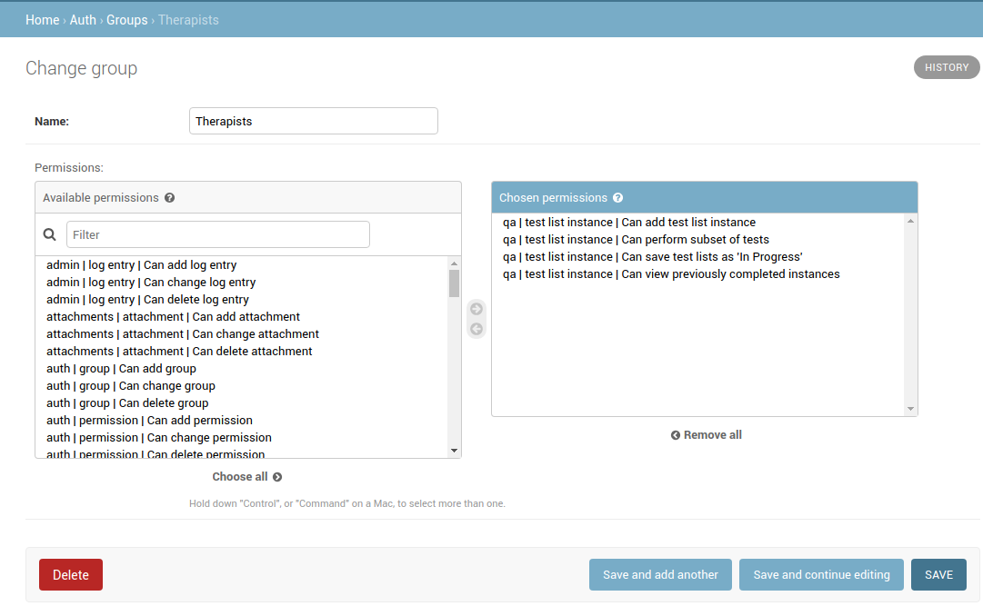 Minimal set of permissions