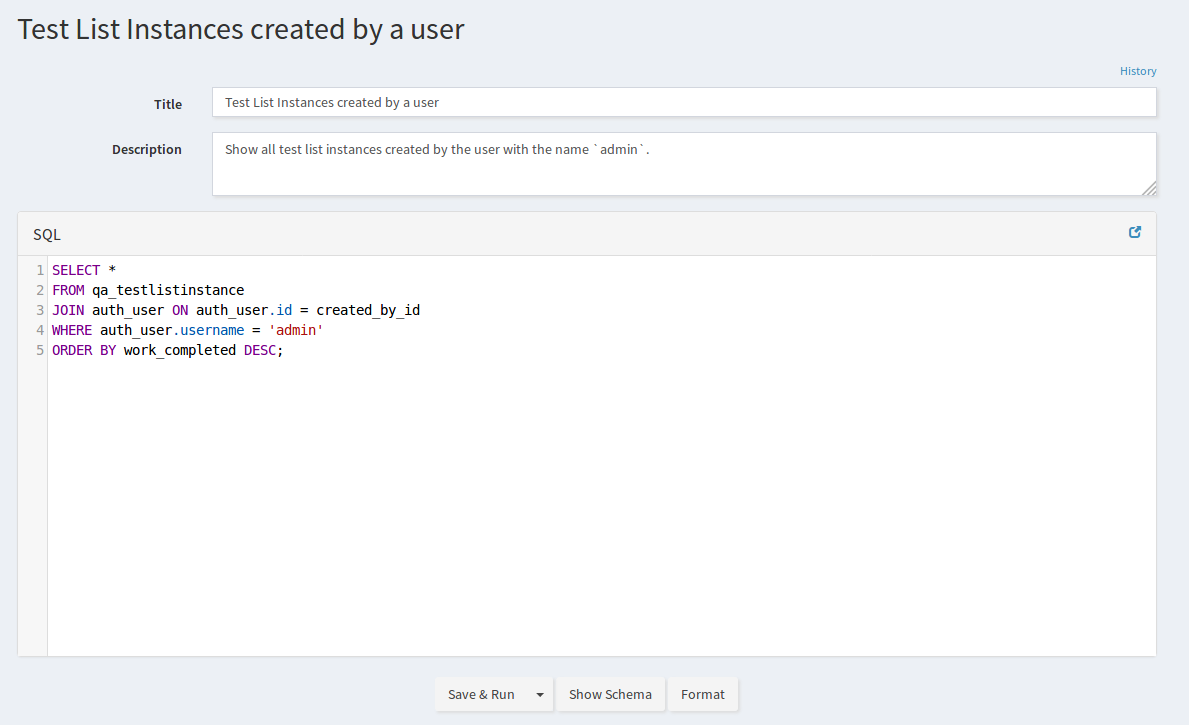 Creating a new database query