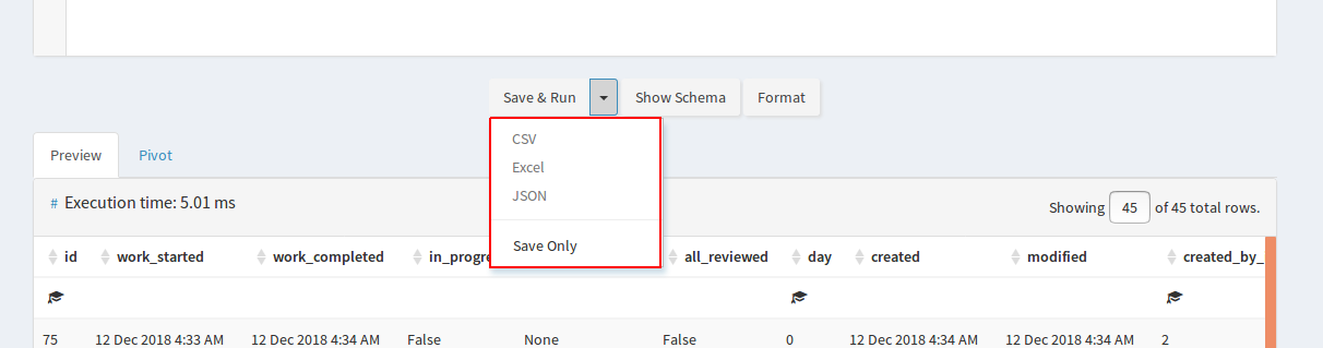 Download results from a database query