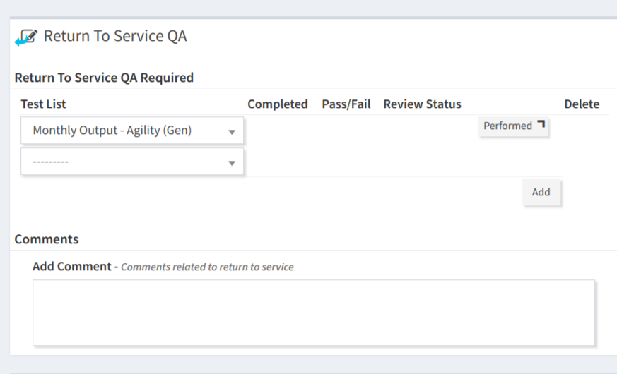 Return To Service QC Selected