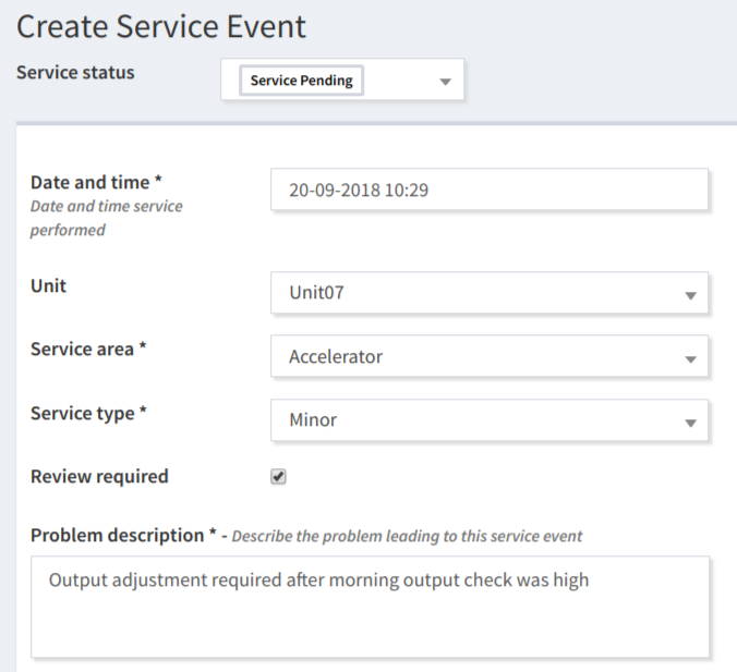 Basic information about the Service Event