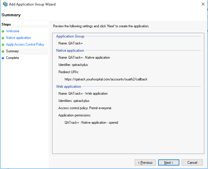 Settings Summary