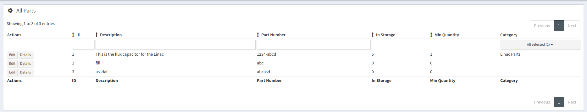 View all available parts